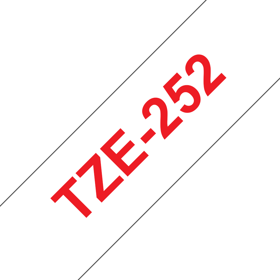 Originele Brother TZe-252 label tapecassette – rood op wit, breedte 24 mm